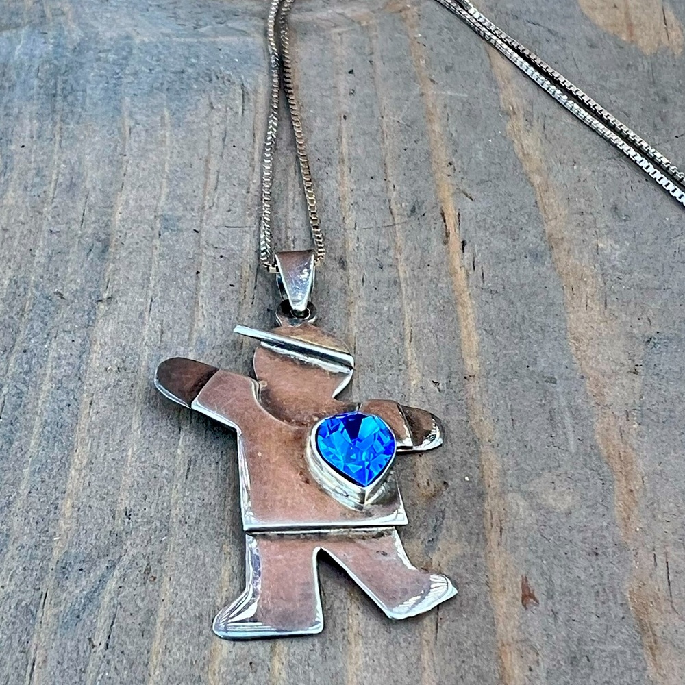 Sterling Silver Boy Charm with Sapphire Stone